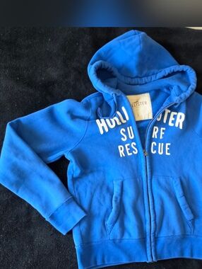 Hollister Royal Blue Mens Hooded Zip-Up Sweatshirt